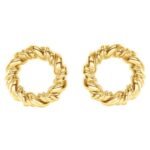 Circle Rope Stud Earrings 14K Gold