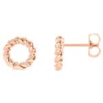 Circle Rope Stud Earrings 14K Rose Gold