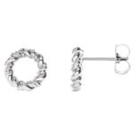 Circle Rope Stud Earrings 14K White Gold