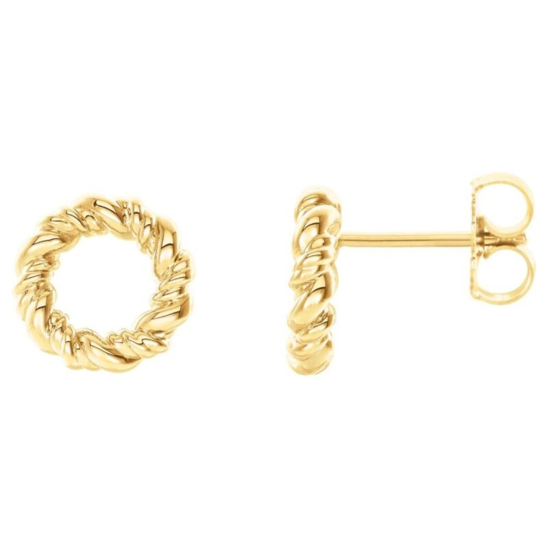 Circle Rope Stud Earrings 14K Yellow Gold