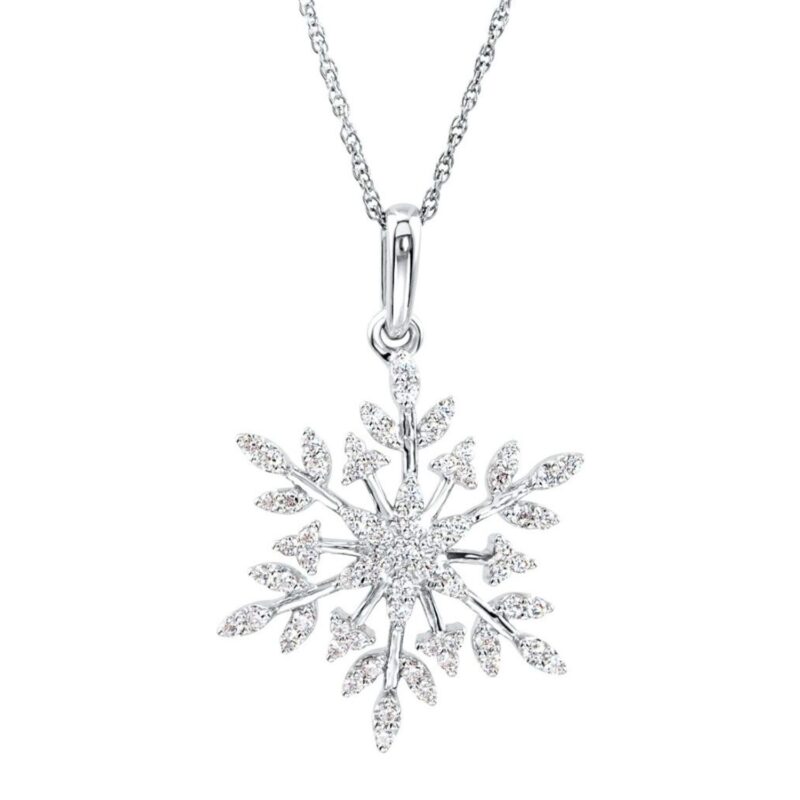 Cubic Zirconia Snowflake Pendant Necklace Sterling Silver Cubic Zirconia Snowflake Pendant Necklace Sterling Silver