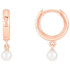 Cultured Seed Pearl Drop Hoop Earrings 14K Rose Gold
