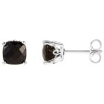 Cushion Cut Black Onyx Stud Earrings 14K White Gold Cushion Cut Black Onyx Stud Earrings 14K White Gold