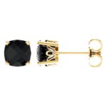 Cushion Cut Black Onyx Stud Earrings 14K Yellow Gold Cushion Cut Black Onyx Stud Earrings 14K Yellow Gold
