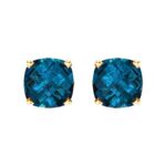 Cushion Cut London Blue Topaz Stud Earrings 14K Gold Cushion Cut London Blue Topaz Stud Earrings 14K Gold