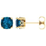 Cushion Cut London Blue Topaz Stud Earrings 14K Yellow Gold Cushion Cut London Blue Topaz Stud Earrings 14K Yellow Gold