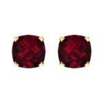 Cushion Cut Mozambique Red Garnet Stud Earrings 14K Gold Cushion Cut Mozambique Red Garnet Stud Earrings 14K Gold