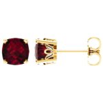 Cushion Cut Red Garnet Stud Earrings 14K Yellow Gold Cushion Cut Red Garnet Stud Earrings 14K Yellow Gold