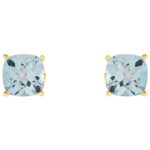 Cushion Cut Sky Blue Topaz Stud Earrings 14K Gold