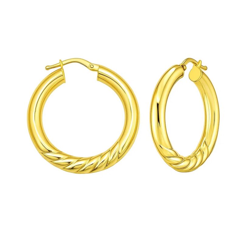 14K Yellow Gold Twisted Large Hoop Earrings 14K Yellow Gold Twisted Large Hoop Earrings