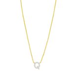 14K Yellow Gold Mini Diamond Q Initial Pendant Necklace