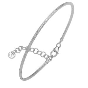 14K White Gold Diamond Cut Stack Bangle Bracelet 1.8 mm