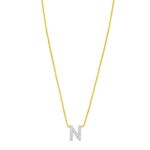 14K Yellow Gold Mini Diamond N Initial Pendant Necklace 14K Yellow Gold Mini Diamond N Initial Pendant Necklace