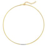 14K Yellow Gold Omega Diamond Bar Necklace