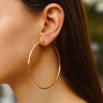 14k Gold Extra Large Simple Hoop Earrings 70mm x 2mm 14k Gold Extra Large Simple Hoop Earrings 70mm x 2mm