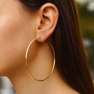 14k Gold Extra Large Simple Hoop Earrings 70mm x 2mm