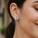 Textured and Polished Love Knot Earrings in Sterling Silver (13 mm)