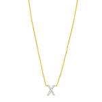 14K Yellow Gold Mini Diamond X Initial Pendant Necklace 14K Yellow Gold Mini Diamond X Initial Pendant Necklace