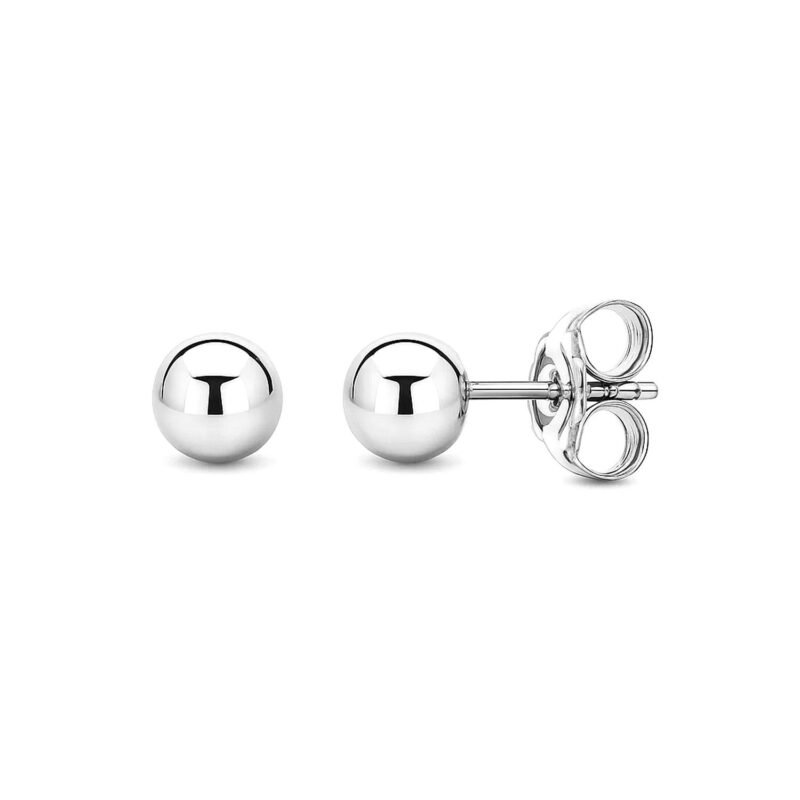 14k White Gold Tiny Ball Stud Earrings 3mm