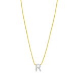 14K Yellow Gold Mini Diamond R Initial Pendant Necklace 14K Yellow Gold Mini Diamond R Initial Pendant Necklace