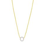 14K Yellow Gold Mini Diamond O Initial Pendant Necklace 14K Yellow Gold Mini Diamond O Initial Pendant Necklace