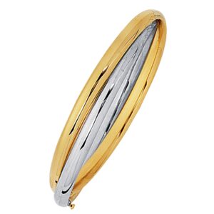 14K Two Tone Gold Interlocked Bangle Bracelet