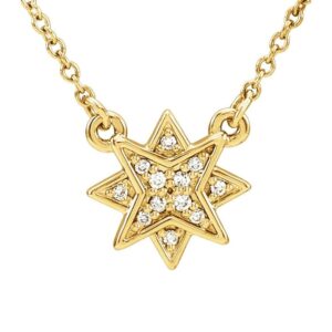 Diamond 8 Point Star Necklace 14K Gold