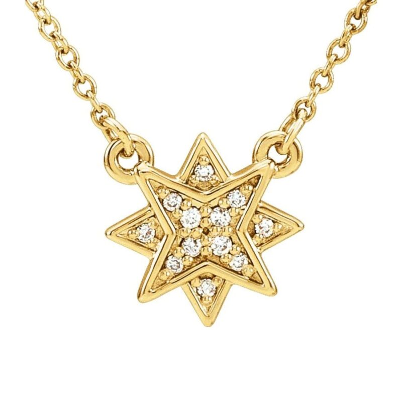 Diamond 8 Point Star Necklace 14K Gold Diamond 8 Point Star Necklace 14K Gold