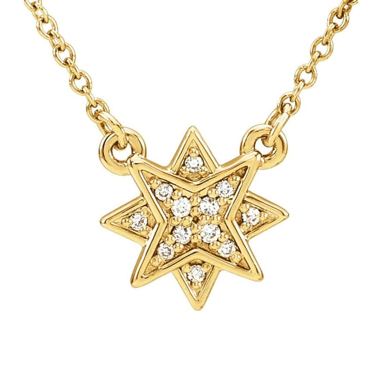 Diamond 8 Point Star Necklace 14K Gold Diamond 8 Point Star Necklace 14K Gold