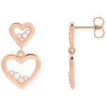 Diamond Accented Double Heart Dangle Earrings 14K Rose Gold Diamond Accented Double Heart Dangle Earrings 14K Rose Gold
