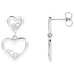 Diamond Accented Double Heart Dangle Earrings 14K White Gold Diamond Accented Double Heart Dangle Earrings 14K White Gold