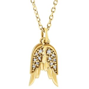 Diamond Double Angel Wings Necklace 14K Gold