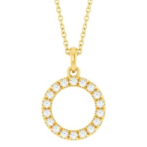 Diamond Eternity Circle Pendant Necklace 14K Yellow Gold