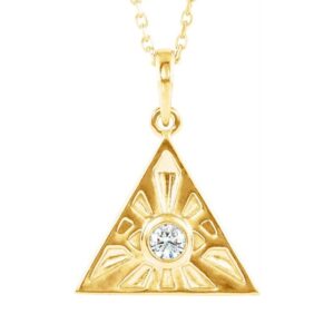 Diamond Eye of Providence Pendant Necklace 14K Gold