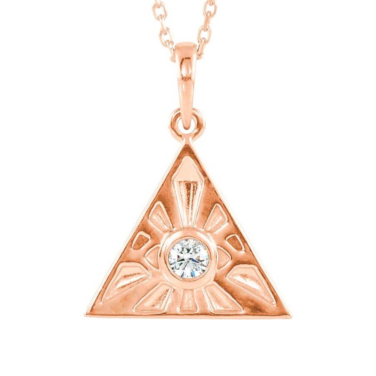 Diamond Eye of Providence Pendant Necklace 14K Rose Gold Diamond Eye of Providence Pendant Necklace 14K Rose Gold