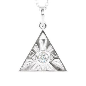 Diamond Eye of Providence Pendant Necklace 14K White Gold