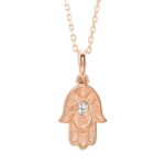 Diamond Hamsa Pendant Necklace 14K Rose Gold Diamond Hamsa Pendant Necklace 14K Rose Gold