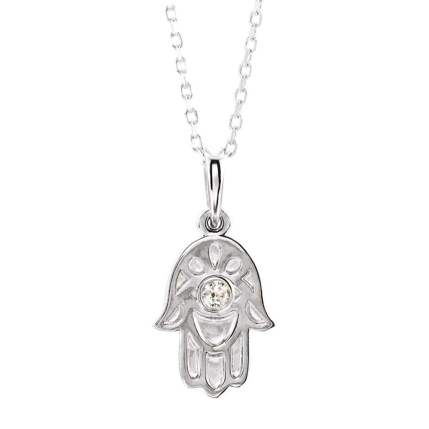 Diamond Hamsa Pendant Necklace 14K White Gold Diamond Hamsa Pendant Necklace 14K White Gold