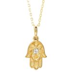 Diamond Hamsa Pendant Necklace 14K Yellow Gold Diamond Hamsa Pendant Necklace 14K Yellow Gold