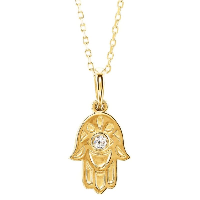 Diamond Hamsa Pendant Necklace 14K Yellow Gold Diamond Hamsa Pendant Necklace 14K Yellow Gold