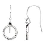 Diamond Open Circle Drop Earrings 14K White Gold