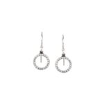 Diamond Open Circle Drop Earrings 14K White Gold for women