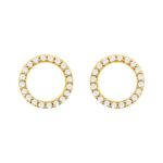 Diamond Open Circle Stud Earrings 14K Gold