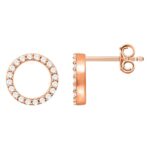 Diamond Open Circle Stud Earrings 14K Rose Gold