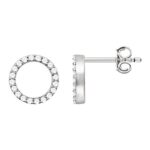 Diamond Open Circle Stud Earrings 14K White Gold