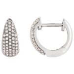 Diamond Pave Cluster Hinged Hoop Earrings 14K White Gold Diamond Pave Cluster Hinged Hoop Earrings 14K White Gold