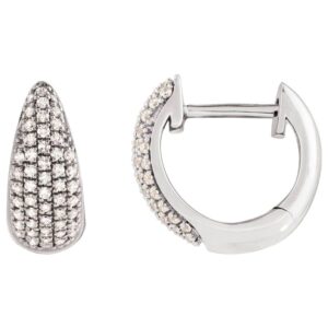 Diamond Pave Cluster Hinged Hoop Earrings 14K White Gold