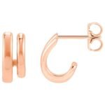 Double-Row Stacked J-Hoop Earrings 11 mm 14K Rose Gold