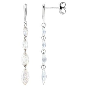 Drilled Lab Grown Marquise Diamond Dangle Earrings 1.5 Carat 14K White Gold