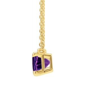 Emerald Cut Dainty Amethyst Necklace 14K Gold